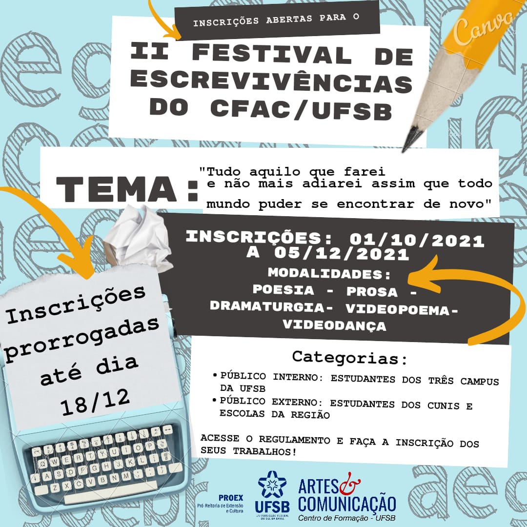 Cartaz Prorrogação das Inscrições